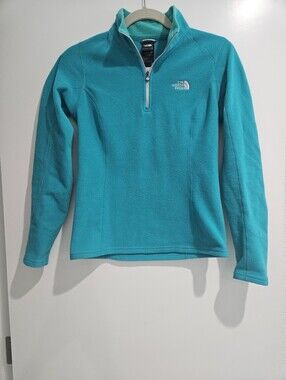 North Face Turquoise Quarter-Zip Fleece Pullover